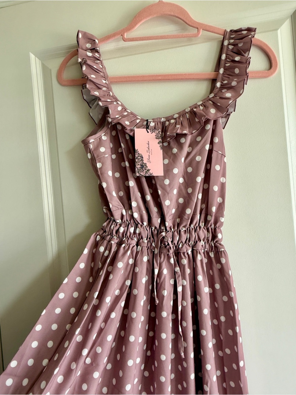 Dusty Rose Polka Dot Maxi Dress